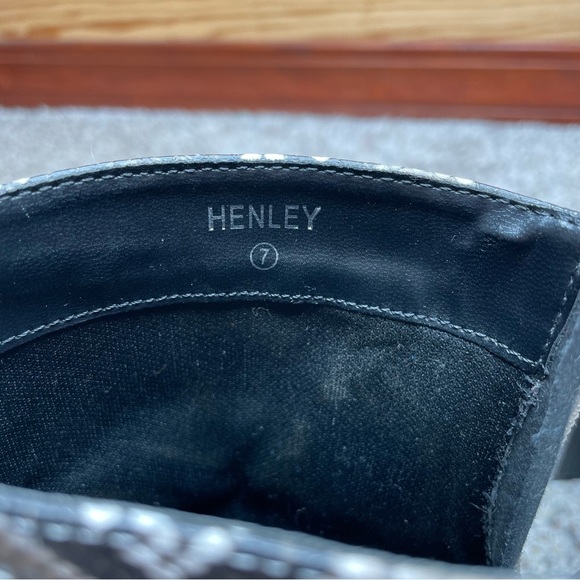 Miss Lola Henley Snakeskin Block Heel Square Toe Booties Boots 7 Black Grey - Picture 9 of 14